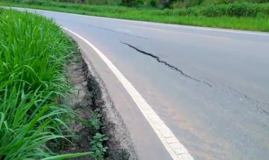 Princípio de afundamento de pista na Serra da Vileta em Leopoldina preocupa motoristas