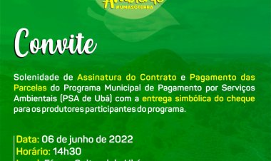 Águas de Ubá: Prefeitura realiza pagamento das parcelas do PSA