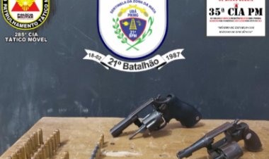 Ubá: Polícia Militar realiza prisão de indivíduos portando armas de fogo em veículo