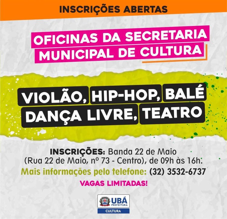 Ubá: Inscrições abertas para oficinas da Cultura