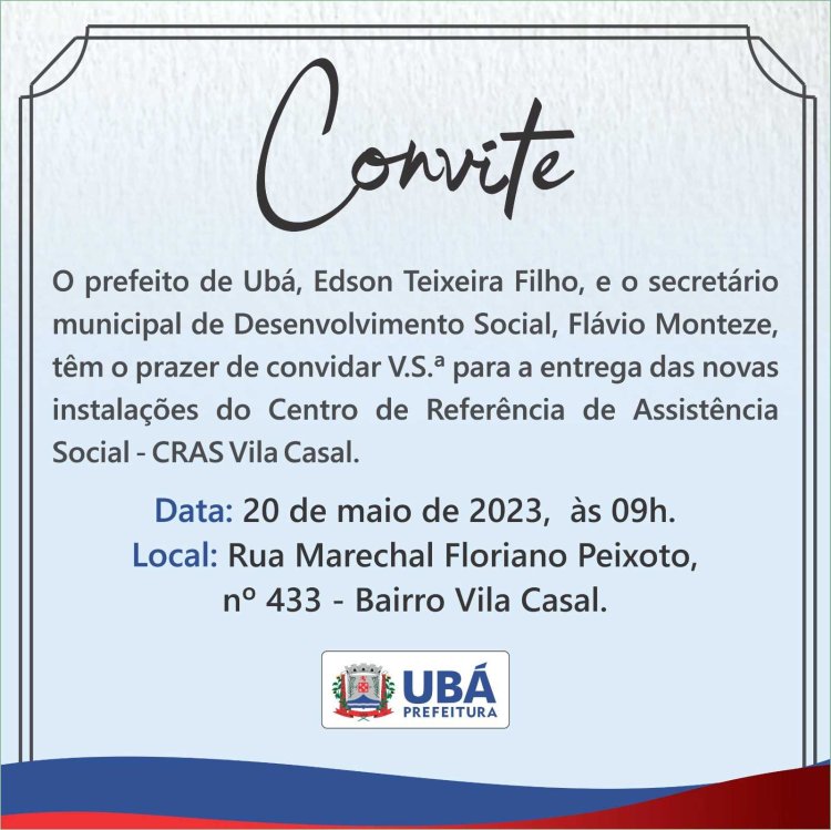 Ubá: Cras Vila Casal está em novo endereço
