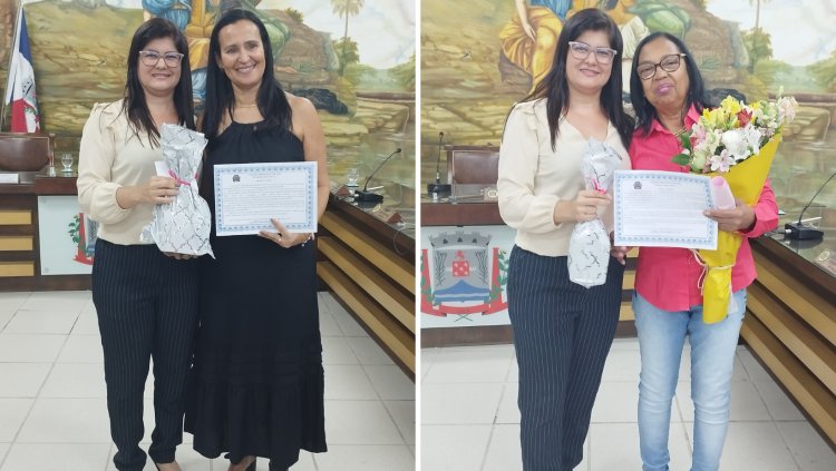 Vereadora Aline entrega Moção a duas profissionais da Enfermagem na Câmara Municipal de Ubá