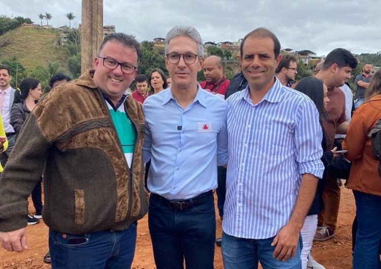 Ex-prefeito De Paula Cândido, Marcelo Rodrigues da Silva e o ex-presidente da Câmara Municipal estiveram presentes na visita que o Governador Romeu Zema fez as cidades de Divinésia e Paula Cândido