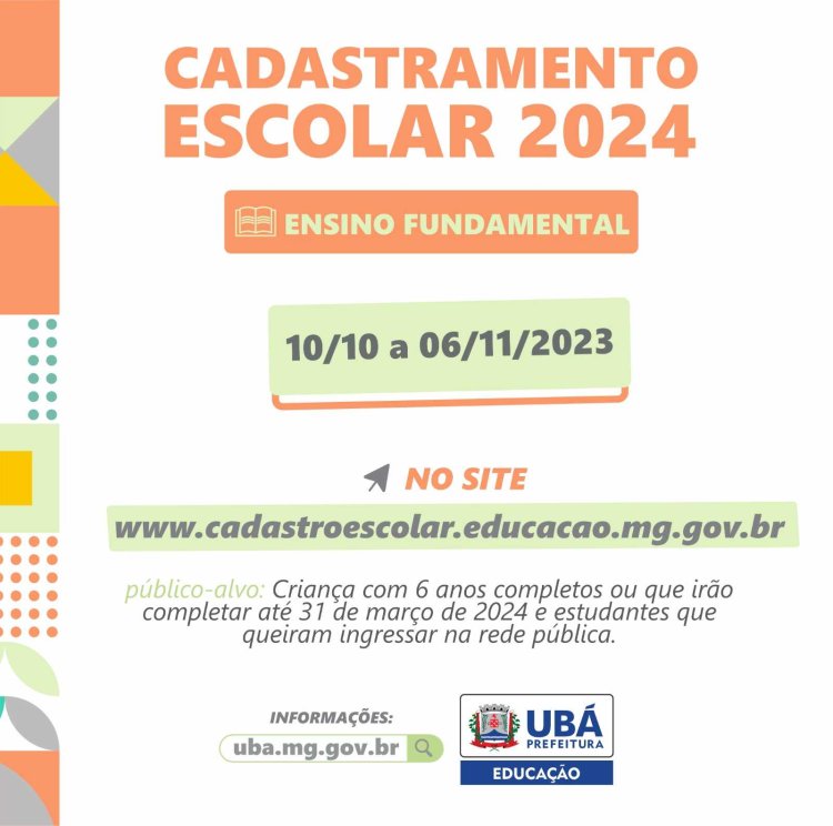 Ubá: Prazo para solicitação de vagas no Ensino Fundamental começou no dia 6/10