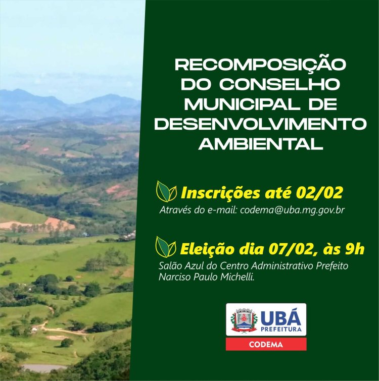 Ubá: Edital para recomposição do CODEMA é publicado