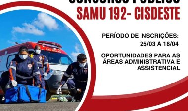 Inscrições abertas para concurso do Samu com vagas em Ubá e outras cidades da região