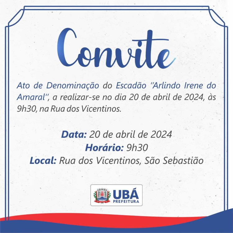 Prefeitura de Ubá denomina escadão que liga os bairros Louriçal e São Sebastião