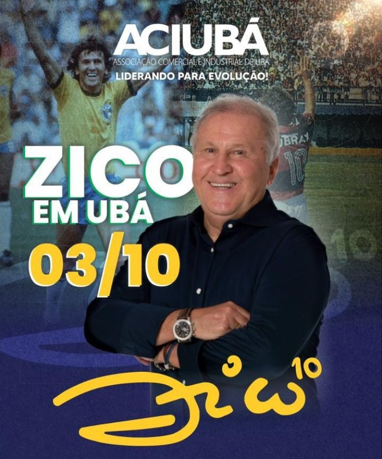Zico fará uma palestra em Ubá sobre Liderança nesta quinta, 03