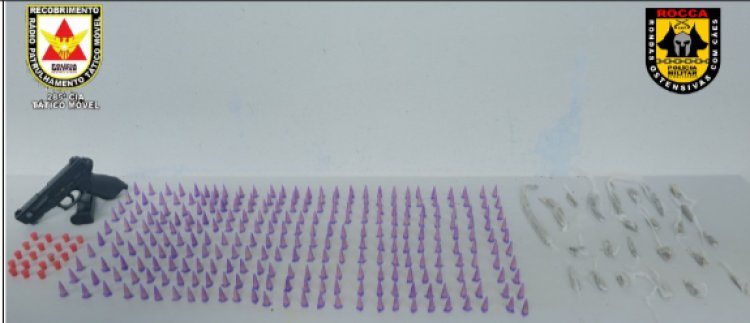 Polícia Militar apreende drogas e simulacro de arma de fogo no Agroceres