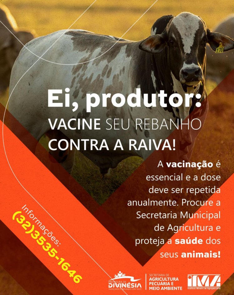 Divinésia: Secretaria de Agricultura alerta para a importância da vacinação antirrábica em bovinos