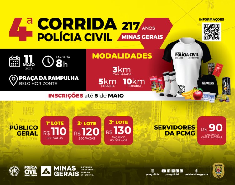 Participe da 4ª Corrida da Polícia Civil de Minas Gerais