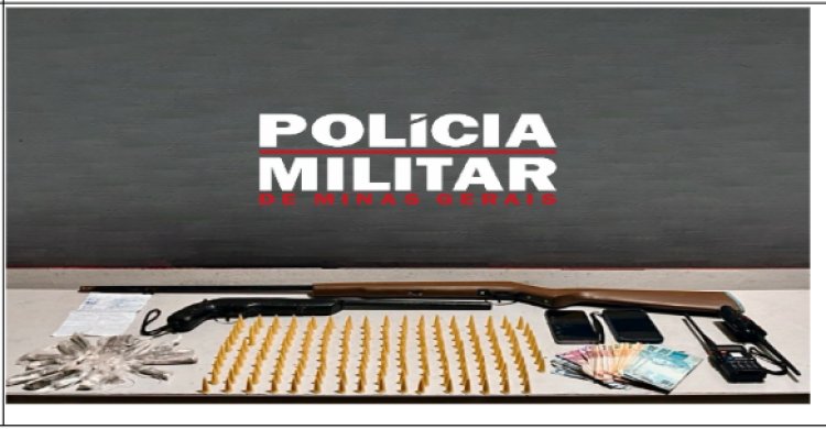 PM prende autores por tráfico de drogas e porte ilegal de arma de fogo e corrupção de menor no bairro Agroceres em Ubá