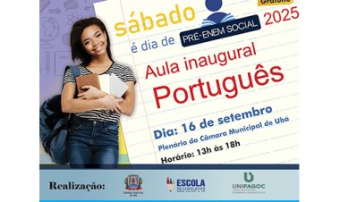 Câmara de Ubá inicia Pré-Enem Social com aula inaugural de Português